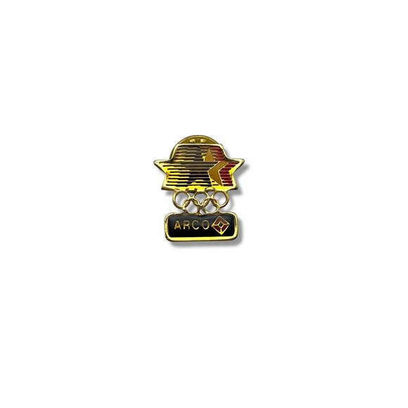 Vintage Olympics 1984 Los Angeles ARCO Sponsor Lapel Pin #4 Stars and Rings - Picture 1 of 3